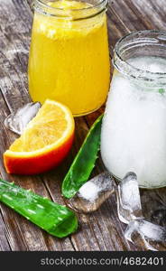 beverage with aloe and orange