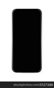 Bezel less smarphone isolated. Bezel-less smartphone mockup with blank screen isolated on white background