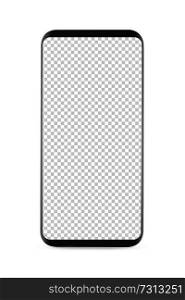 bezel-less smartphone with blank transparent screen, isolated on white background . Screen is cut out with path. isolated bezel-less smartphone