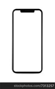 bezel-less smartphone with blank transparent screen, isolated on white background . Screen is cut out with path. isolated bezel-less smartphone