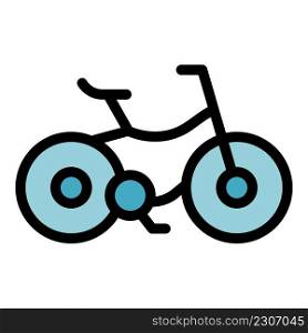 Bicycle icon. Outline bicycle vector icon color flat isolated. Bicycle icon color outline vector