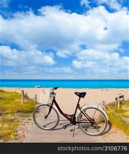 Bicycle in formentera beach on Balearic islands at Levante East Tanga