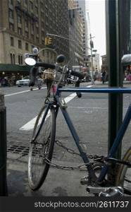 Bicycle locked with a pole