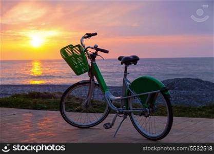 Bicycle on Batumi beach, sunset&#xA;