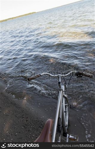 Bicycle on the beach, Wasagaming, Riding Mountain National Park, Manitoba, Canada