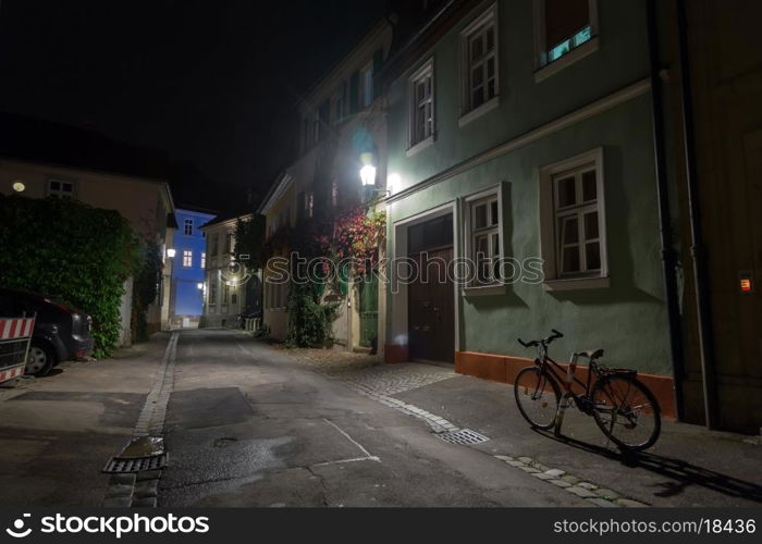 Bicycle on the night european city street in Germany&#xA;