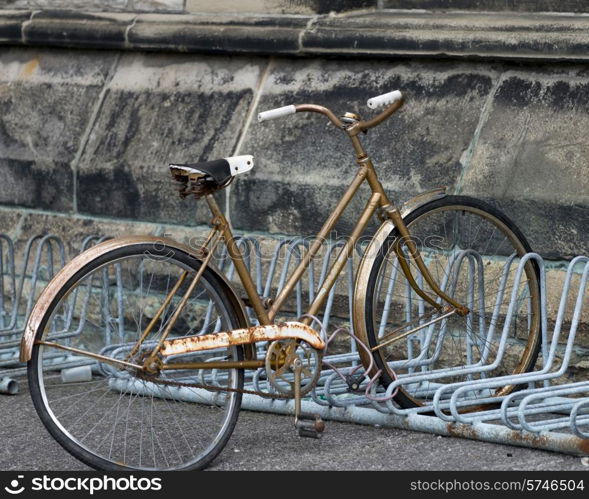 Bicycle parked at a stand, Parliament Hill, Ottawa, Ontario, Canada