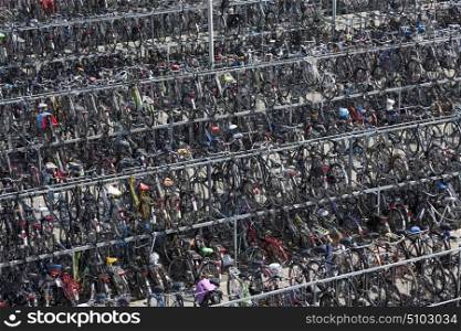 Bicycle storage near the station in Delft , Netherlands