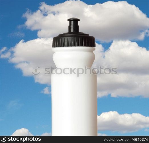Bicycle water bottle on a beautiful sky with clouds&#xA;