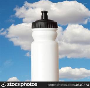 Bicycle water bottle on a beautiful sky with clouds&#xA;