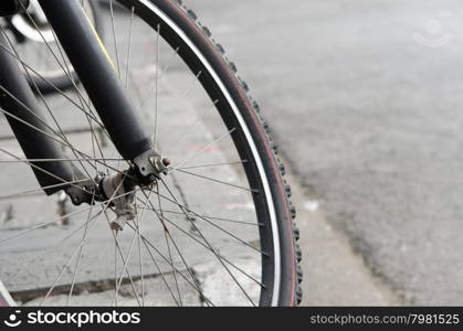 bicycle wheel on road