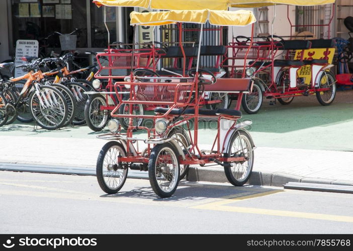 Bicycle wheel parked on the road