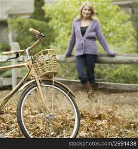 Bicycle with a mature woman in the background