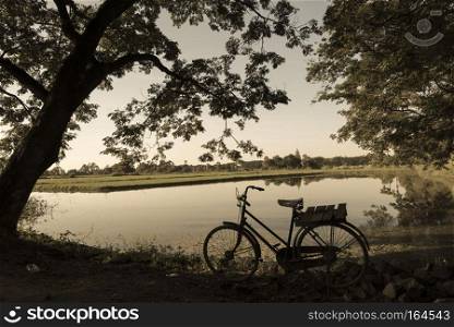 Bicycles with rural field