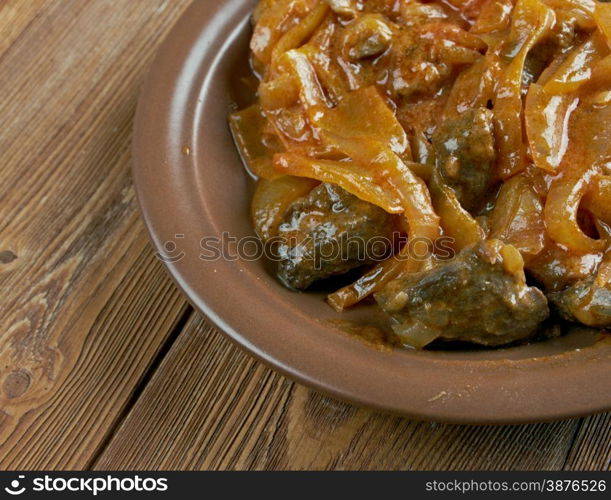 Bifes de cebolada - Portuguese onion stew, onion sauce or paste that is prepared with onion as a primary ingredient.