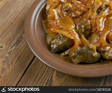 Bifes de cebolada - Portuguese onion stew, onion sauce or paste that is prepared with onion as a primary ingredient.