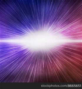 Big bang effect on bright red and blue galaxy sky, square background. 3d illustration. Big bang effect on bright red and blue galaxy sky, square background