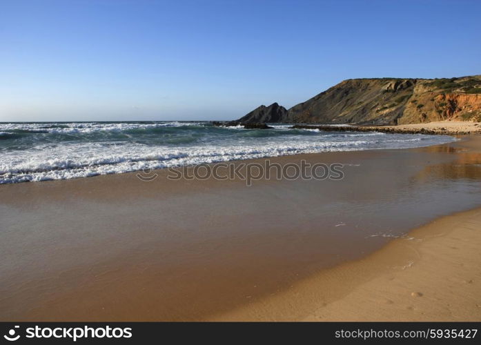 big beach at algarve in the south of portugal