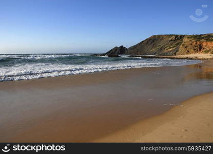 big beach at algarve in the south of portugal