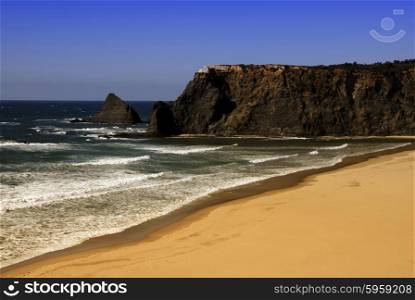 big beach at algarve in the south of portugal