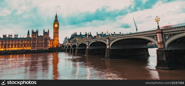 big Ben and Houses of Parliament at night, London, UK