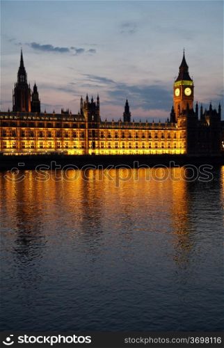 Big Ben and Westminster at Night in London, United Kingdom
