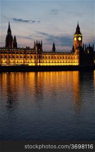Big Ben and Westminster at Night in London, United Kingdom