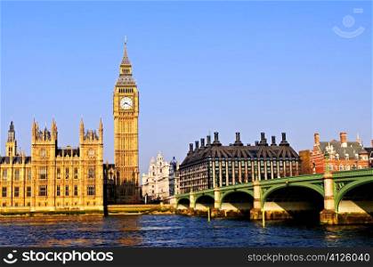 Big Ben and Westminster Bridge in London