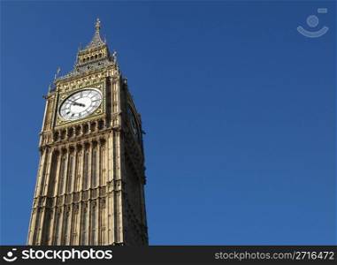 Big Ben at the Houses of Parliament, Westminster Palace, London, UK - with copyspace. Big Ben, London