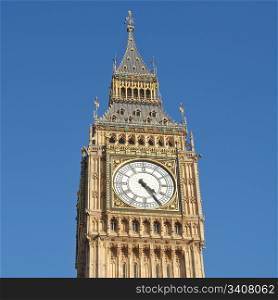 Big Ben. Big Ben Houses of Parliament Westminster Palace London gothic architecture - over blue sky background