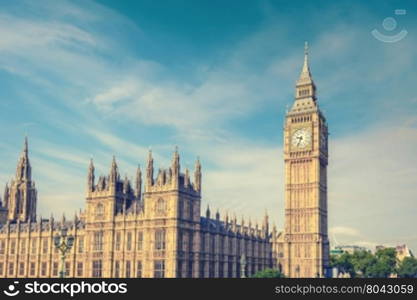 Big Ben Clock Tower and House of Parliament, London, England, UK, vintage style effect