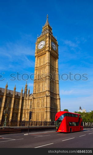 Big Ben Clock Tower and London Bus at England