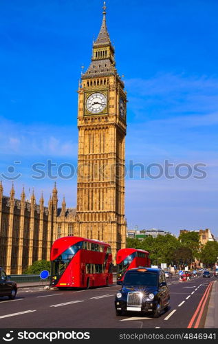 Big Ben Clock Tower and London Bus at England