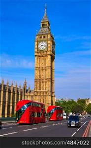 Big Ben Clock Tower and London Bus at England