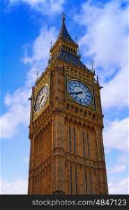 Big Ben Clock Tower close up in London at England