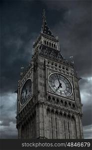 Big Ben Clock Tower closeup in London England