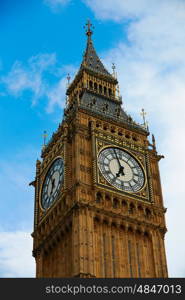 Big Ben Clock Tower closeup in London England