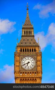 Big Ben Clock Tower closeup in London England