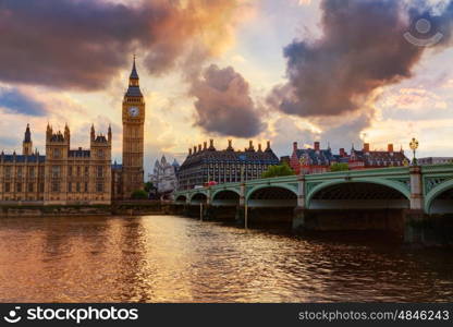 Big Ben Clock Tower London at Thames River England