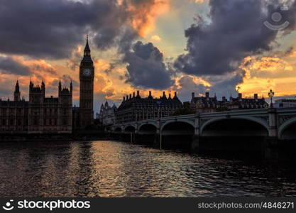 Big Ben Clock Tower London at Thames River England