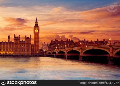 Big Ben Clock Tower London at Thames River England
