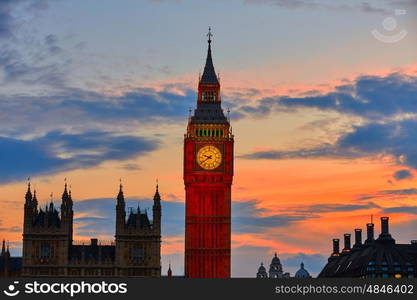 Big Ben Clock Tower London at Thames River England