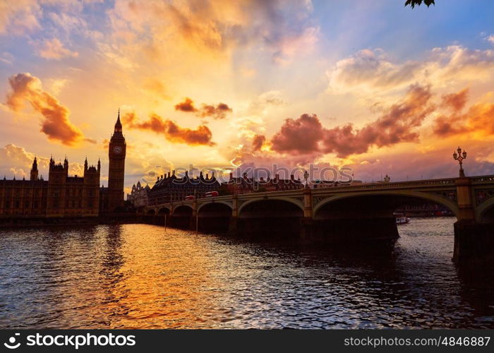 Big Ben Clock Tower London at Thames River England