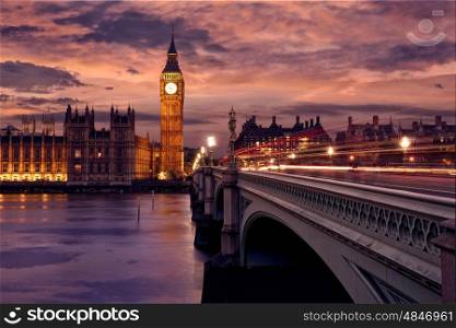Big Ben Clock Tower London at Thames River England