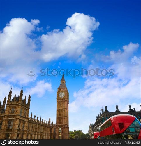 Big Ben Clock Tower with London Bus England