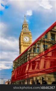Big Ben Clock Tower with London Bus England