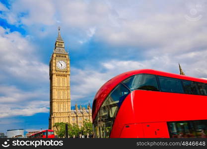 Big Ben Clock Tower with London Bus England