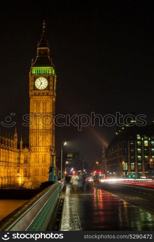 Big Ben, Houses of Parliament, Westminster Bridge, London at Night