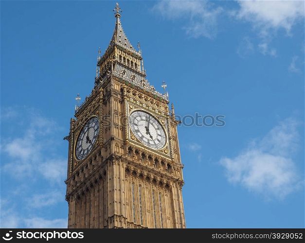 Big Ben in London. Big Ben at the Houses of Parliament aka Westminster Palace in London, UK