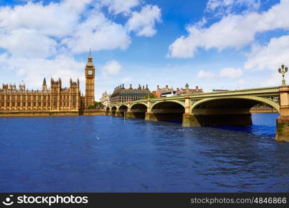 Big Ben London Clock tower in UK Thames river